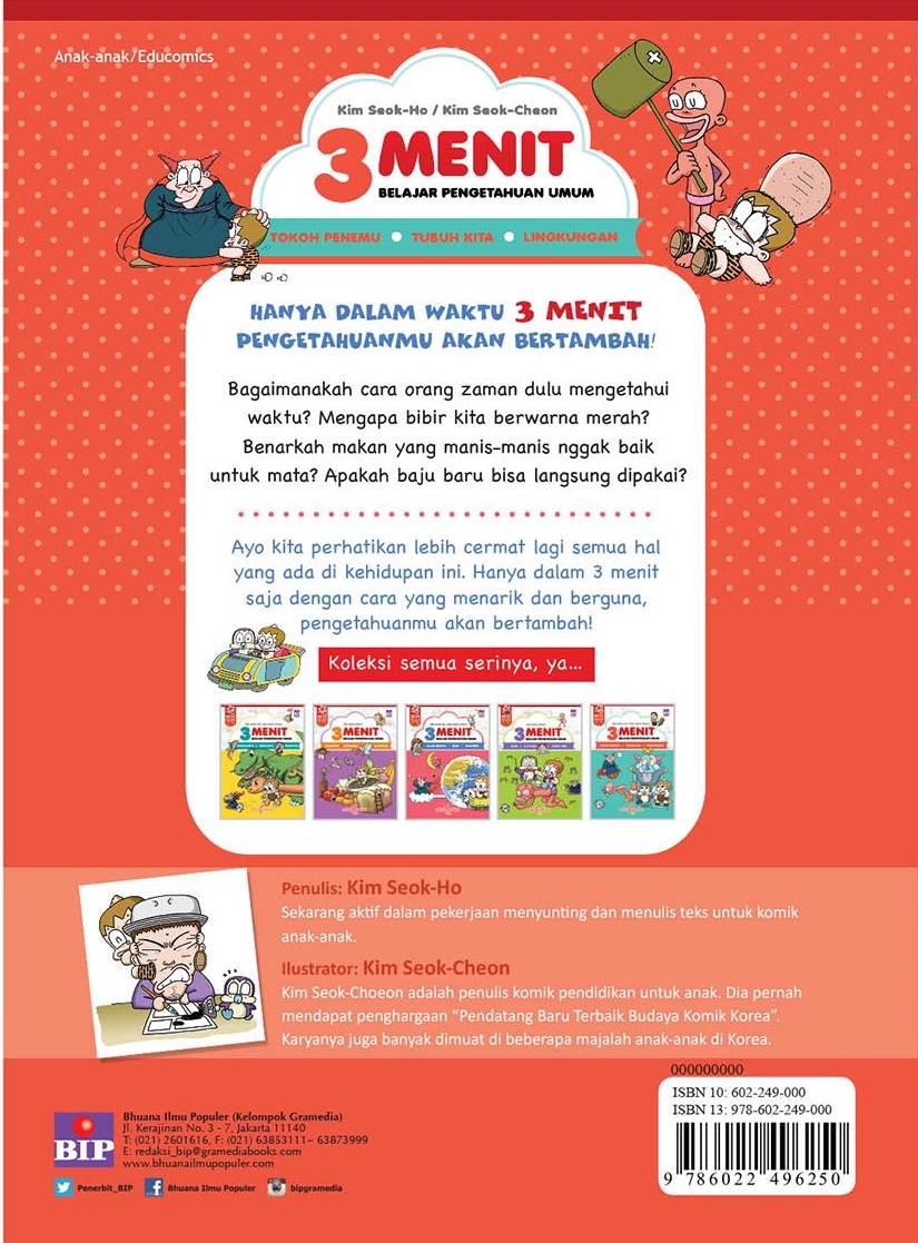 3 Menit Belajar Pengetahuan Umum: Tokoh Penemu, Tubuh Kita, Lingkungan (cover Baru)