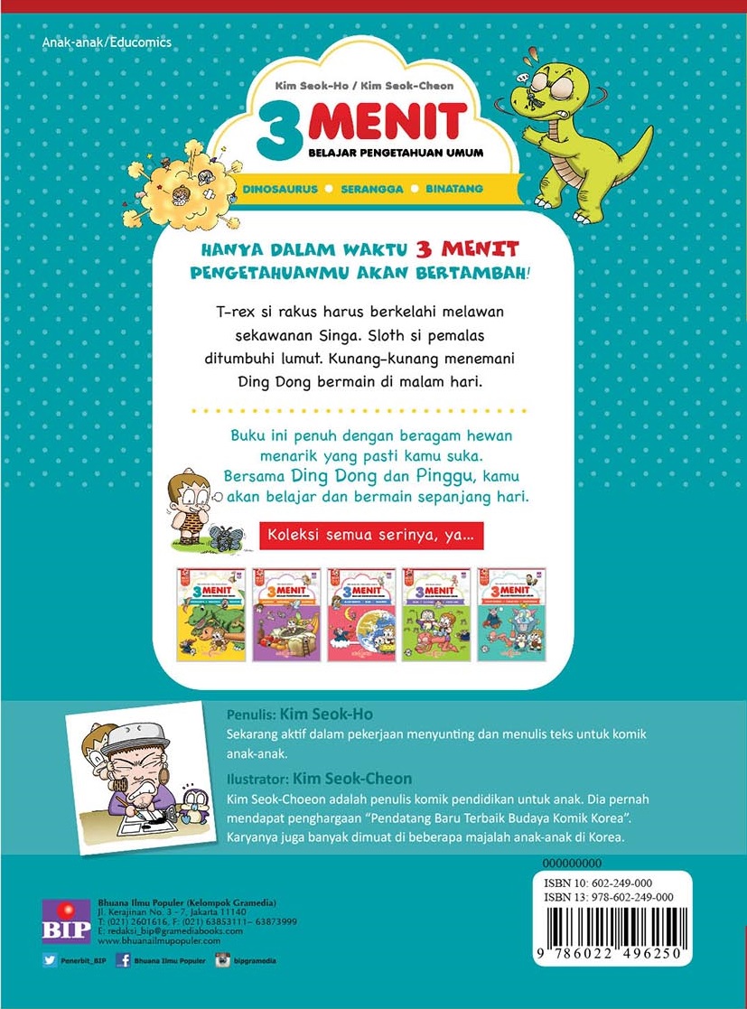 3 Menit Belajar Pengetahuan Umum: Dinosaurus, Serangga, Binatang (cover Baru)